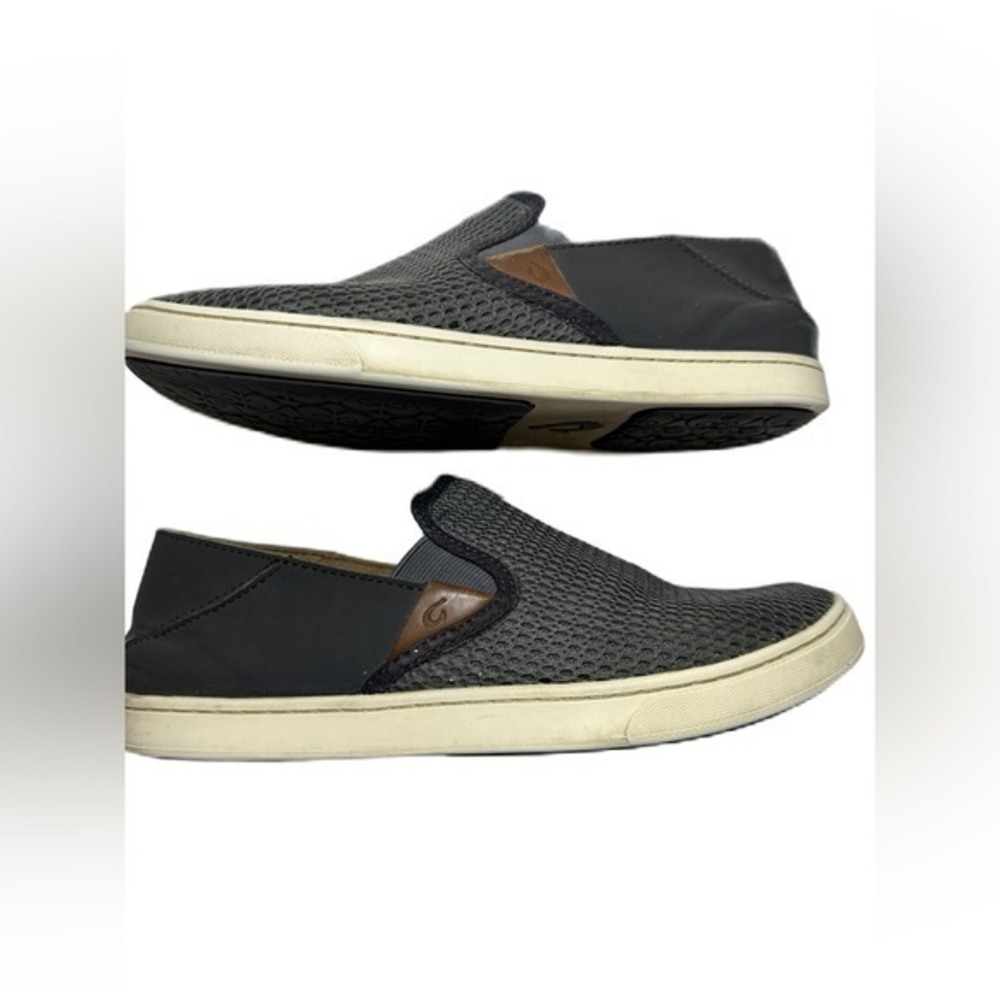 Olukai‎ Leather and Mesh Slip On Shoes Woman’s Size 9.5 Navy Blue and Gray
